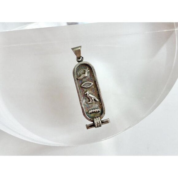 Sterling Silver Egyptian Pergament Hieroglyph Vintage Charm | Pendant | Trinket - Picture 6 of 8